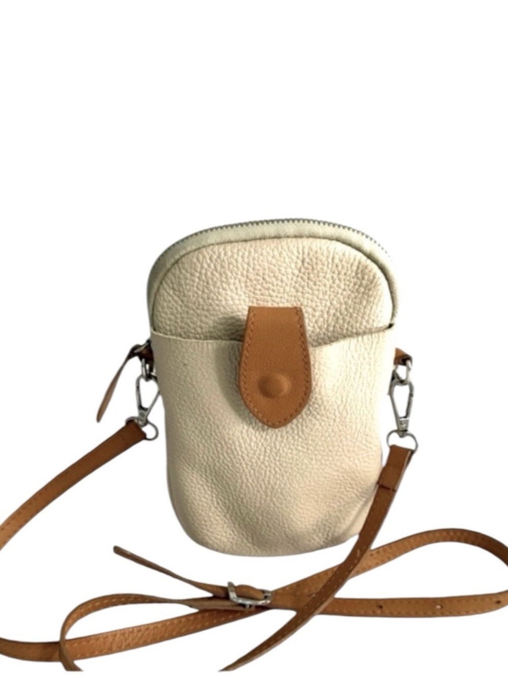Divina Firenze Crossbody Bag Italian Leather Made in Italy Taupe Cream Tan Small